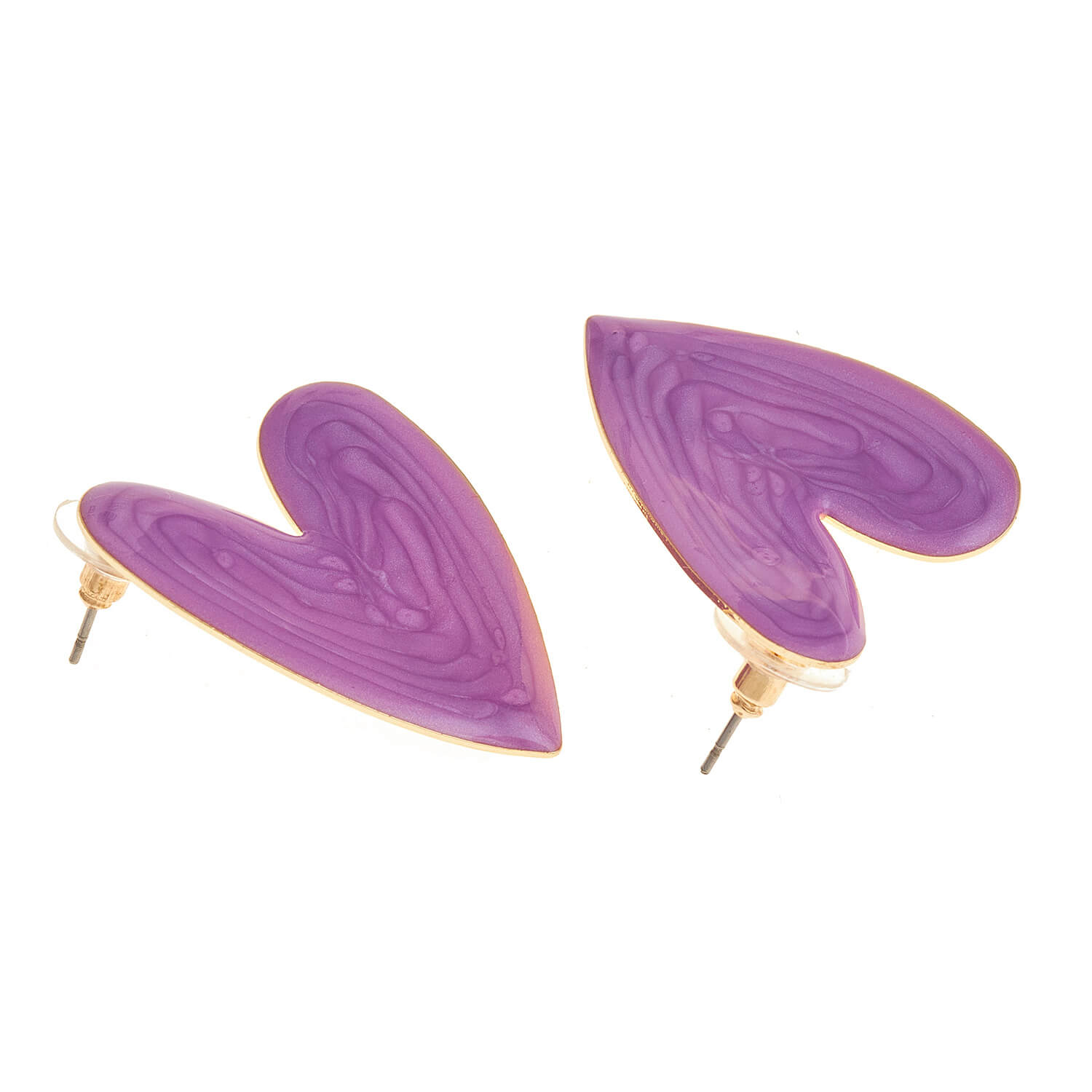 Sequoia Γυναικείο  Υποαλλεργικό σκουλαρίκι με σμάλτο σε σχήμα καρδιά φούξια