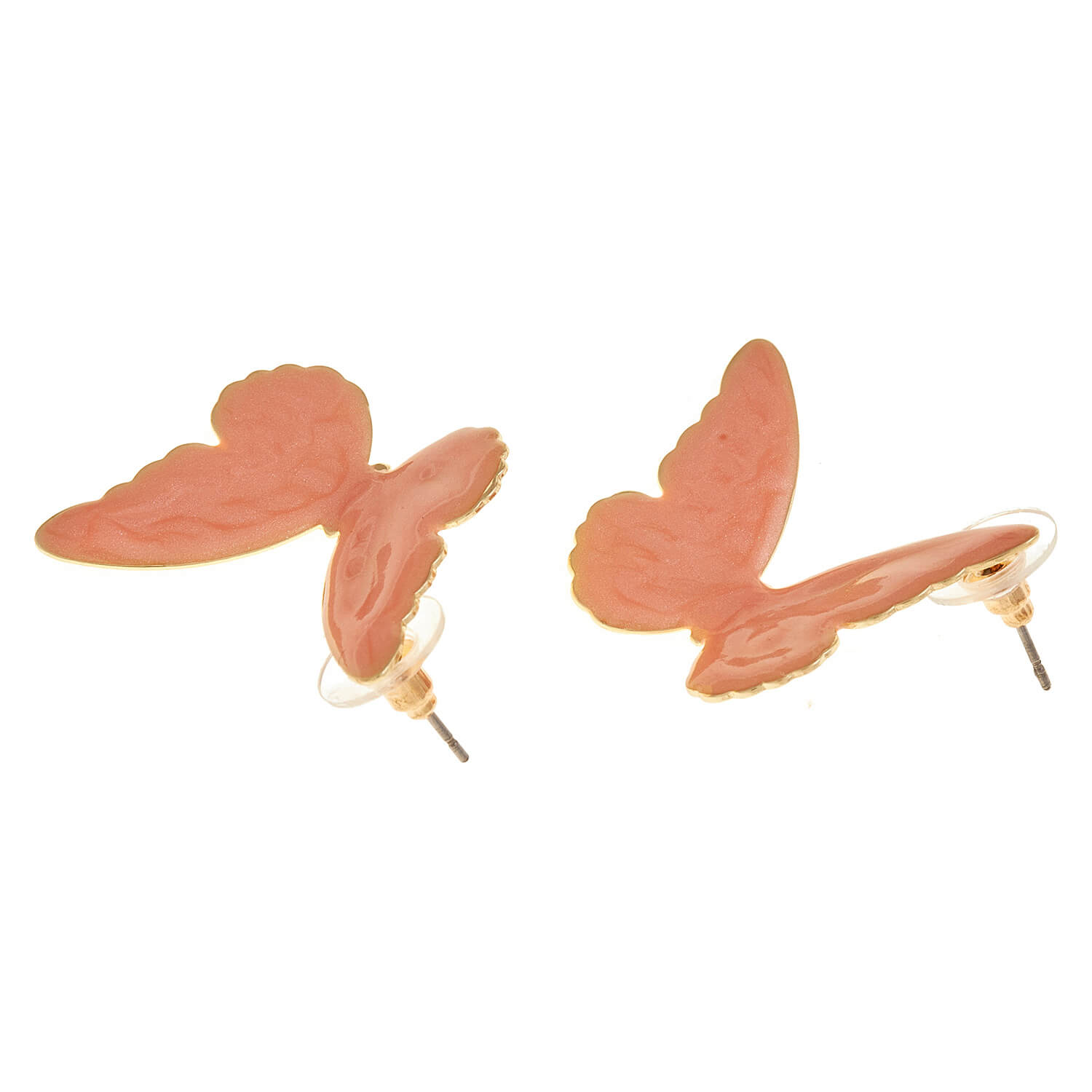 Sequoia Γυναικείο  Υποαλλεργικό σκουλαρίκι με σμάλτο σε σχήμα πεταλούδα πορτοκαλί