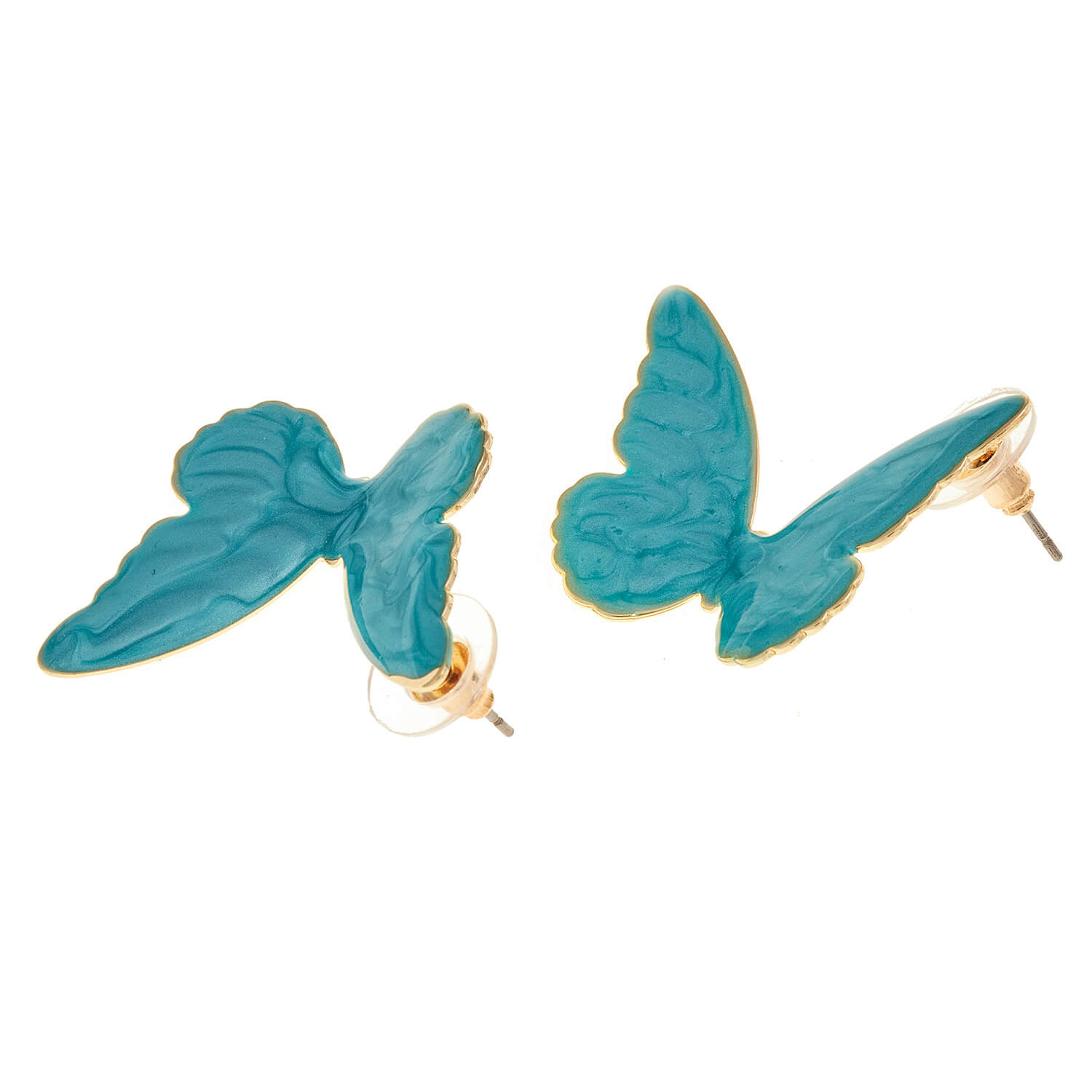 Sequoia Γυναικείο  Υποαλλεργικό σκουλαρίκι με σμάλτο σε σχήμα πεταλούδα πράσινο