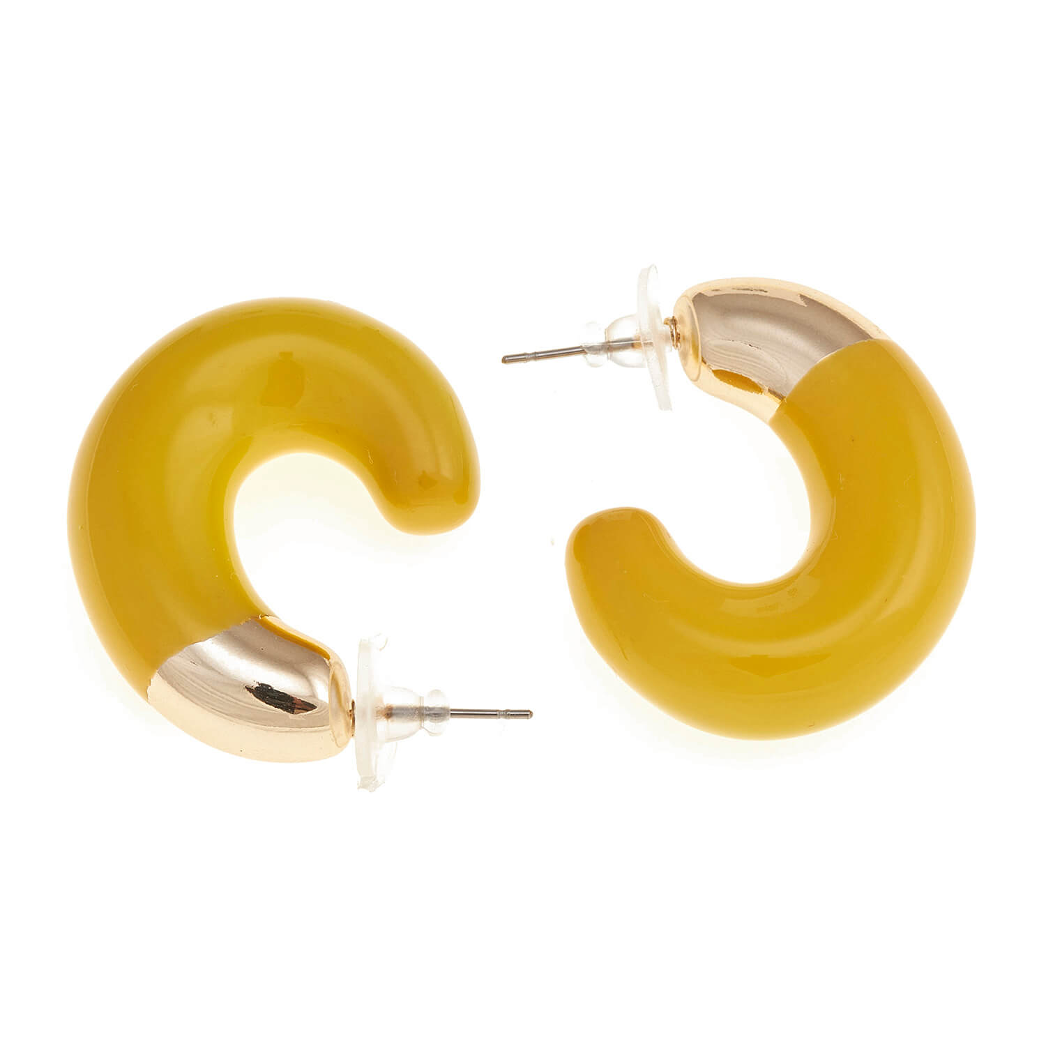Sequoia Γυναικείο  Υποαλλεργικό σκουλαρίκι με σμάλτο κρίκος κίτρινο