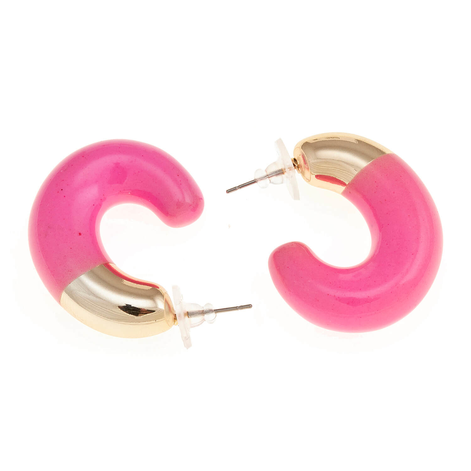 Sequoia Γυναικείο  Υποαλλεργικό σκουλαρίκι με σμάλτο κρίκος φούξια