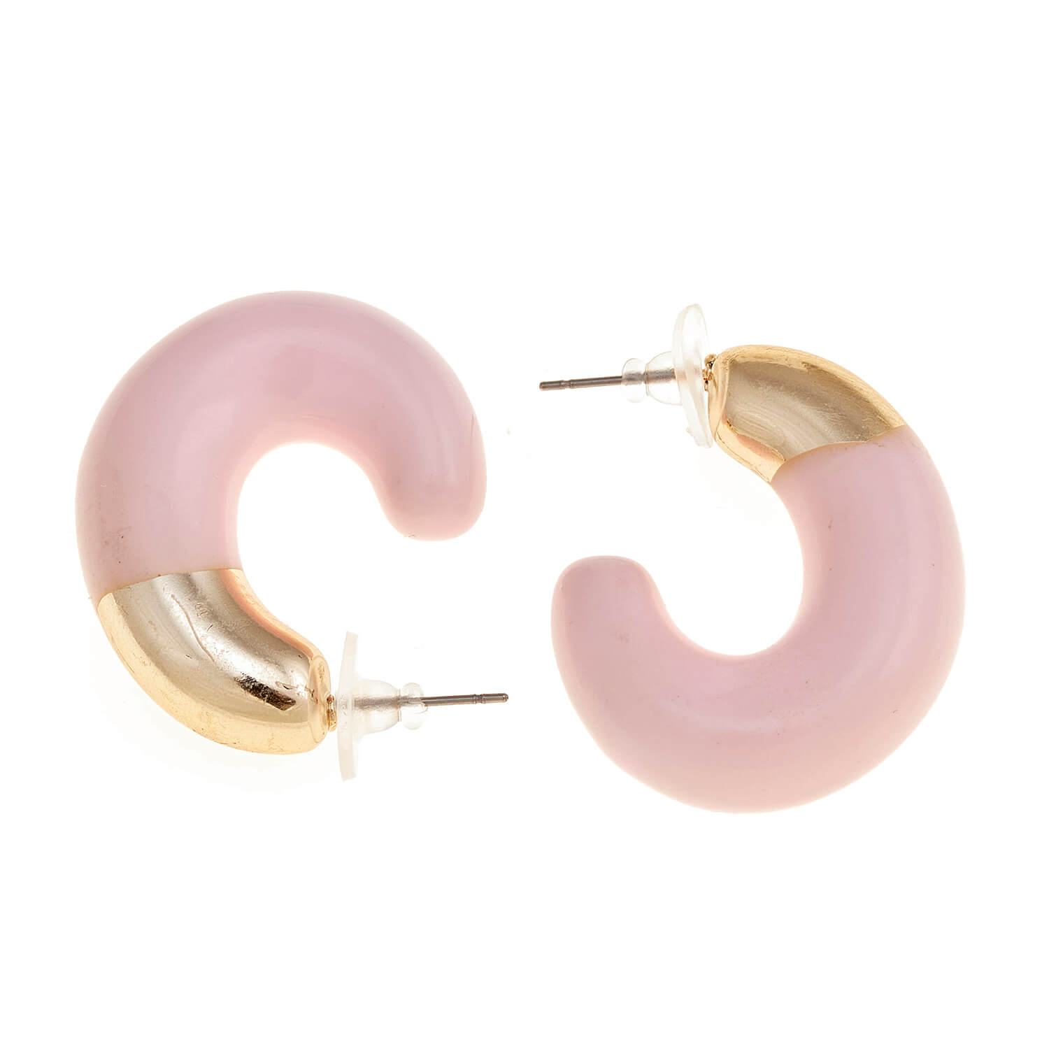 Sequoia Γυναικείο  Υποαλλεργικό σκουλαρίκι με σμάλτο κρίκος ροζ