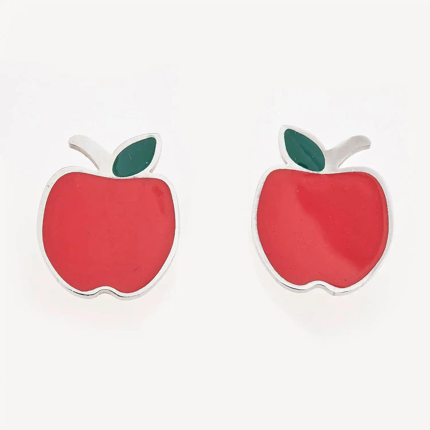 Sequoia Παιδικό Υποαλλεργικό Ατσάλινο Σκουλαρίκι με σμάλτο μήλο