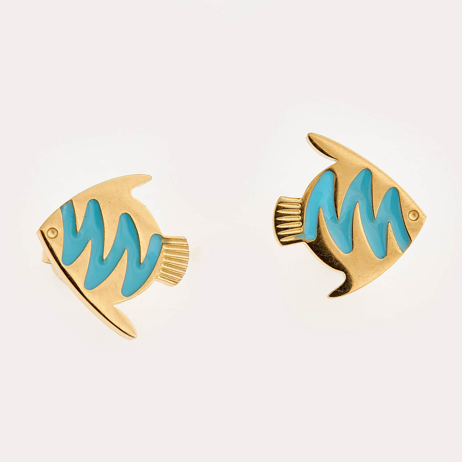 Sequoia Παιδικό Υποαλλεργικό επιχρυσωμένο Ατσάλινο Σκουλαρίκι με σμάλτο ψαράκι