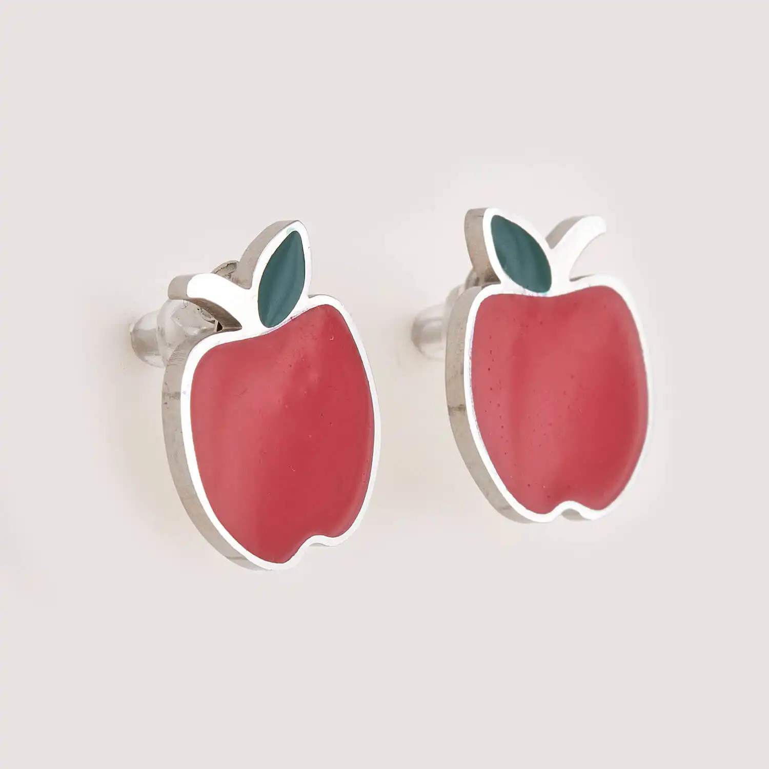 Sequoia Παιδικό Υποαλλεργικό Ατσάλινο Σκουλαρίκι με σμάλτο μήλο