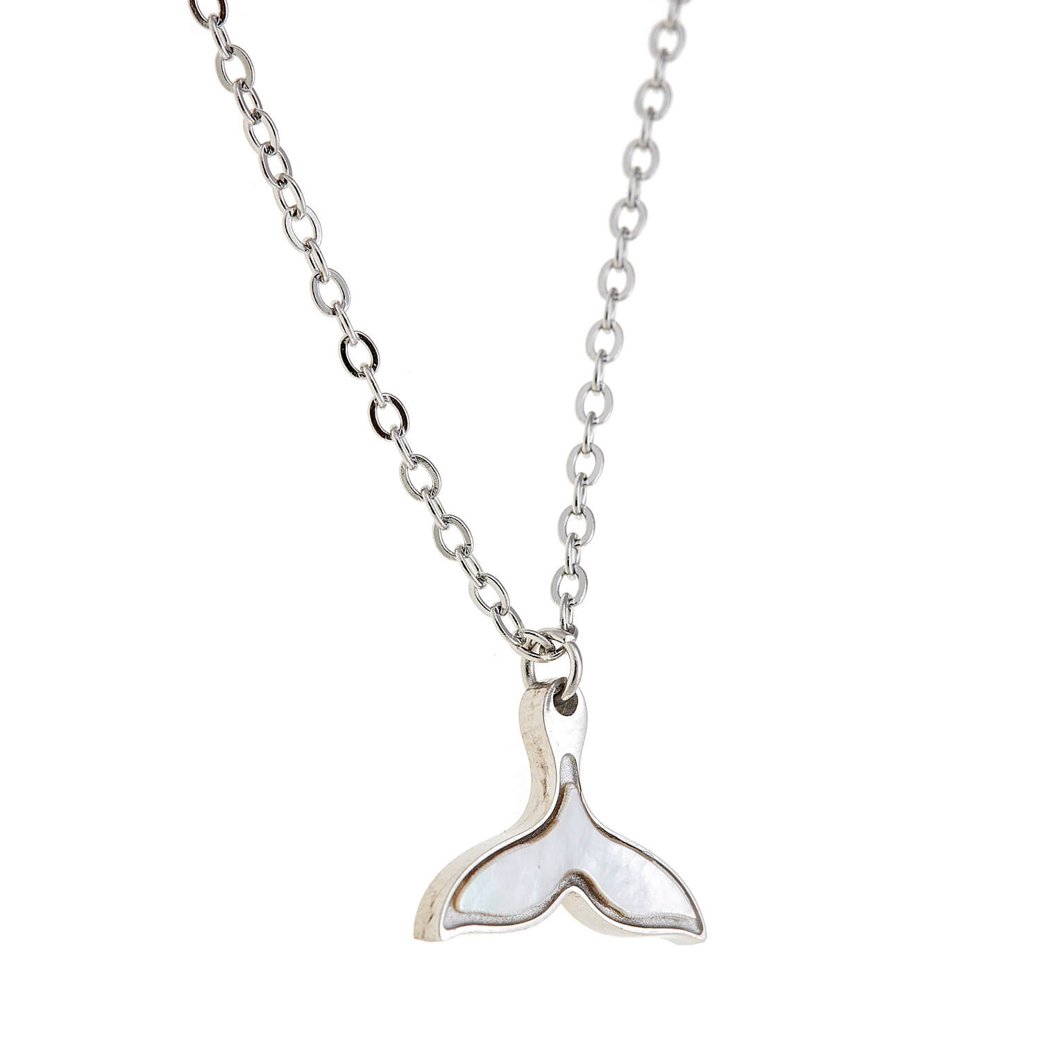 Sequoia Παιδικό Υποαλλεργικό ατσάλινο Κολιέ με μοτίφ ουρά γοργόνας με φιλντίσι ασημί