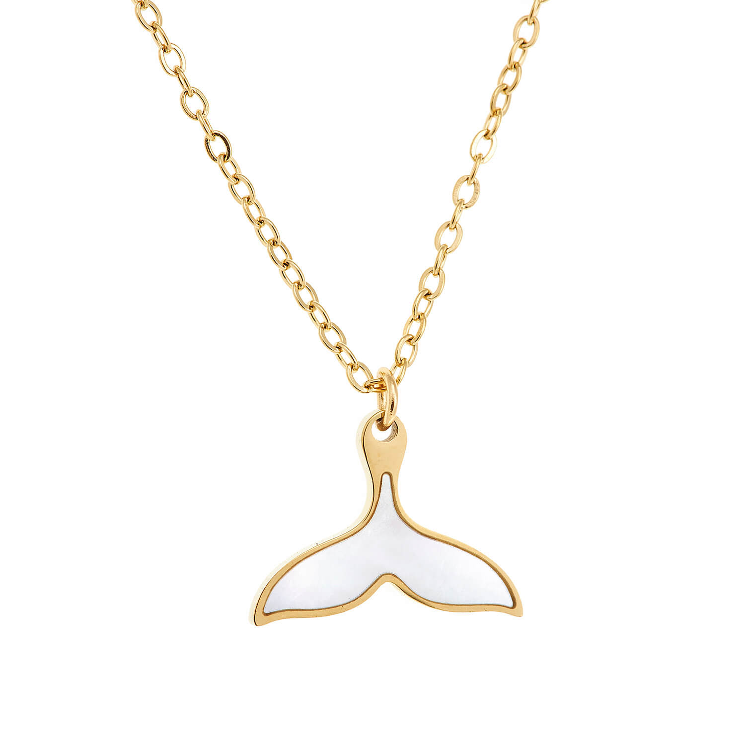 Sequoia Παιδικό Υποαλλεργικό ατσάλινο επιχρυσωμένο Κολιέ με μοτίφ ουρά γοργόνας με φιλντίσι