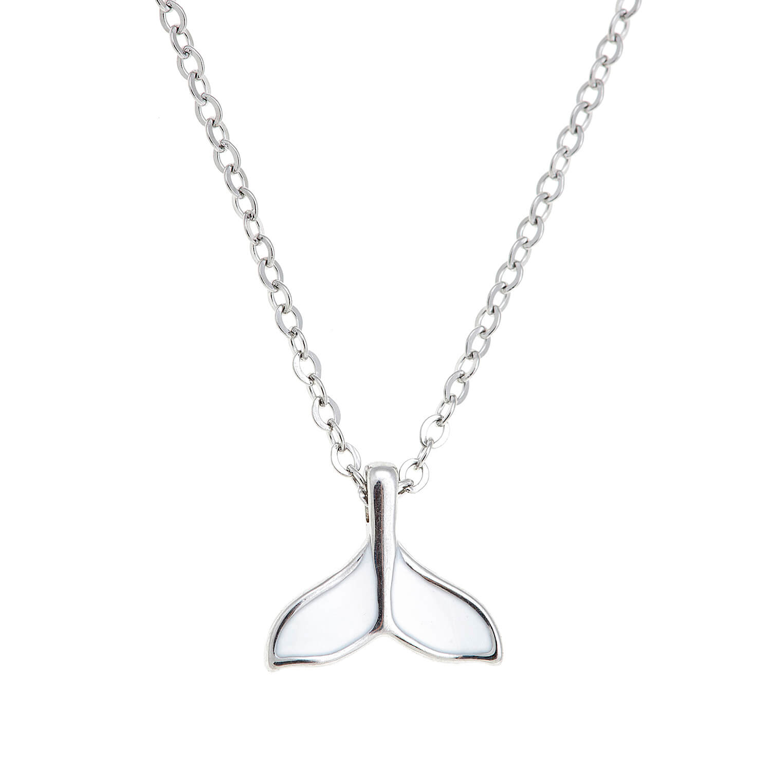 Sequoia Παιδικό Υποαλλεργικό ατσάλινο Κολιέ με μοτίφ ουρά γοργόνας με σμάλτο άσπρο