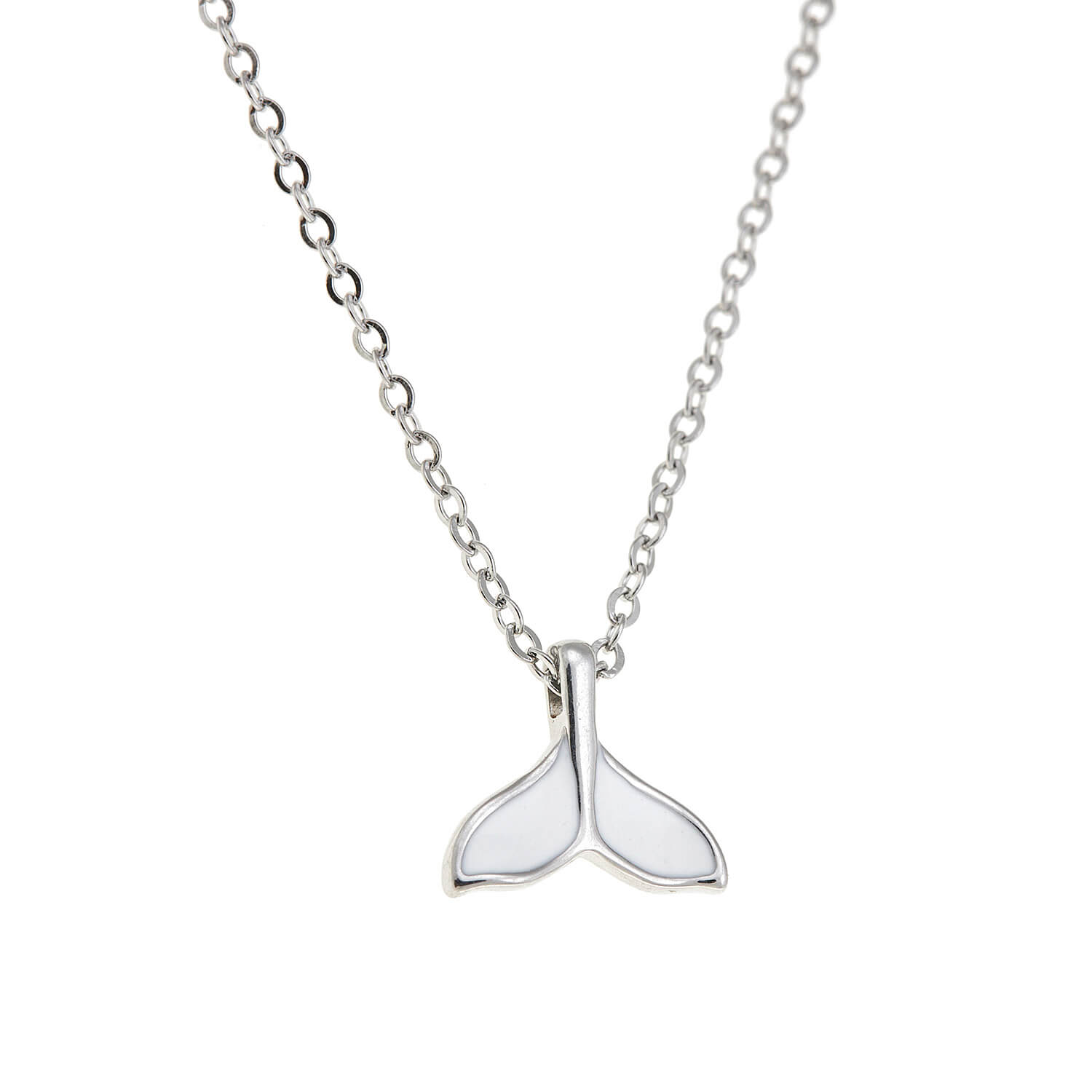 Sequoia Παιδικό Υποαλλεργικό ατσάλινο Κολιέ με μοτίφ ουρά γοργόνας με σμάλτο άσπρο