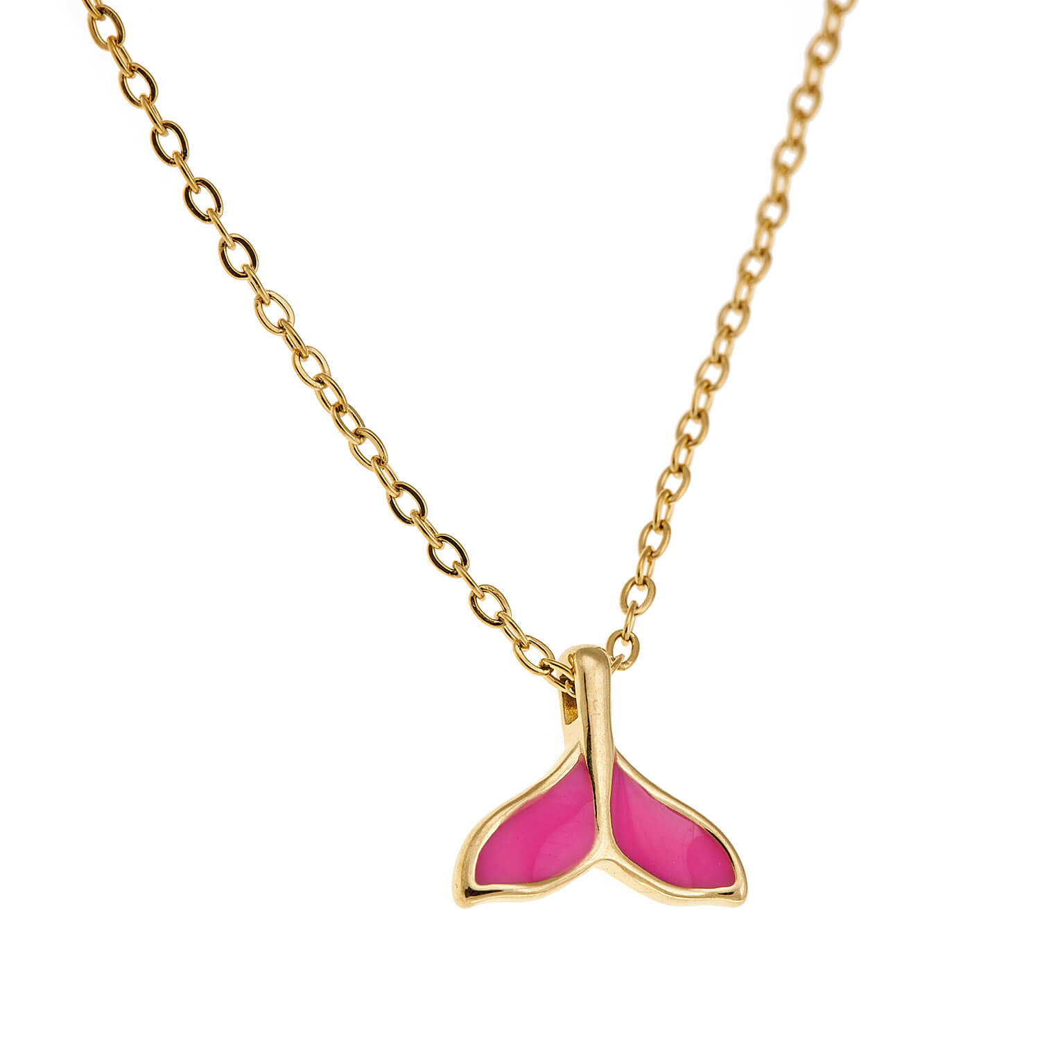 Sequoia Παιδικό Υποαλλεργικό ατσάλινο Κολιέ με μοτίφ ουρά γοργόνας με σμάλτο φούξια