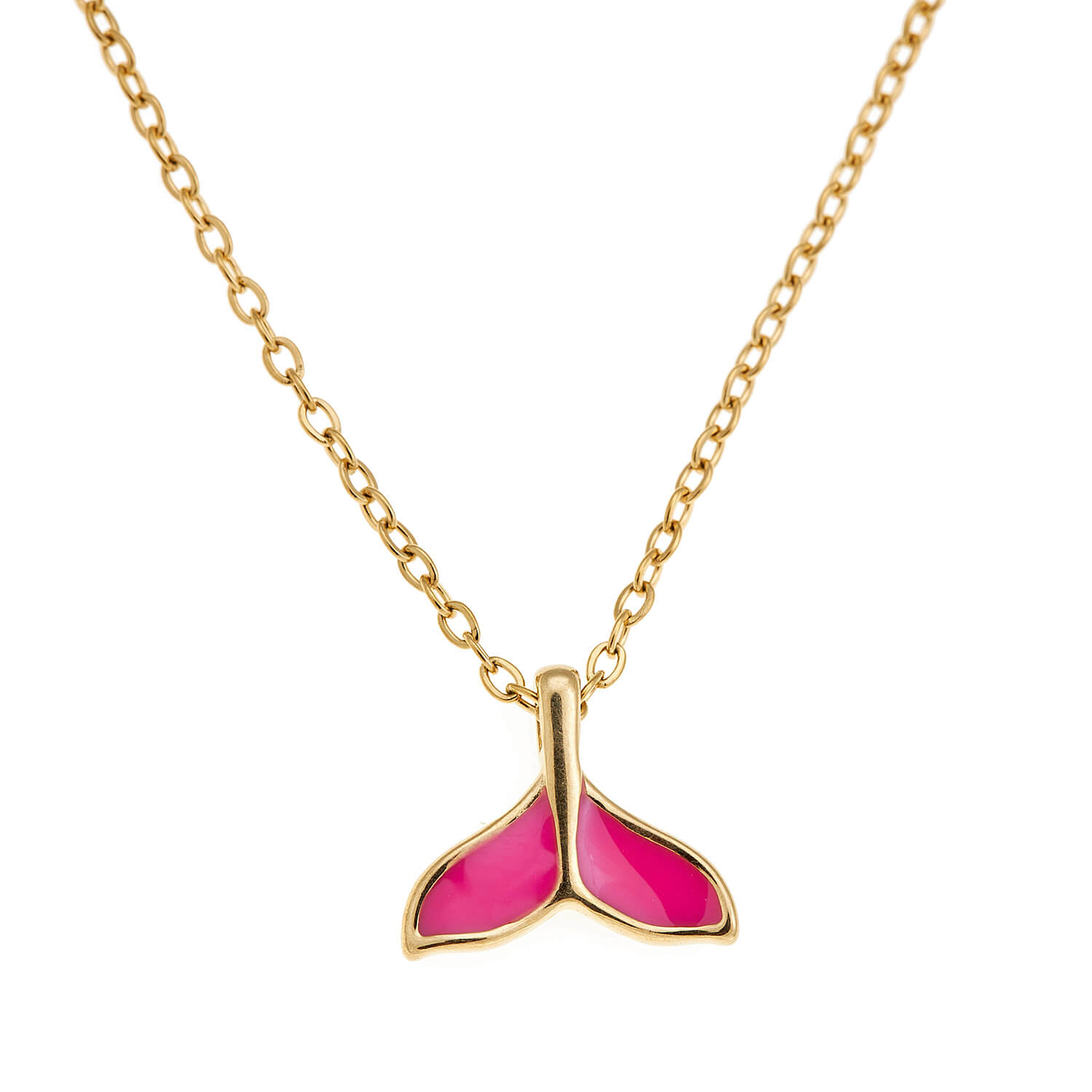 Sequoia Παιδικό Υποαλλεργικό ατσάλινο Κολιέ με μοτίφ ουρά γοργόνας με σμάλτο φούξια