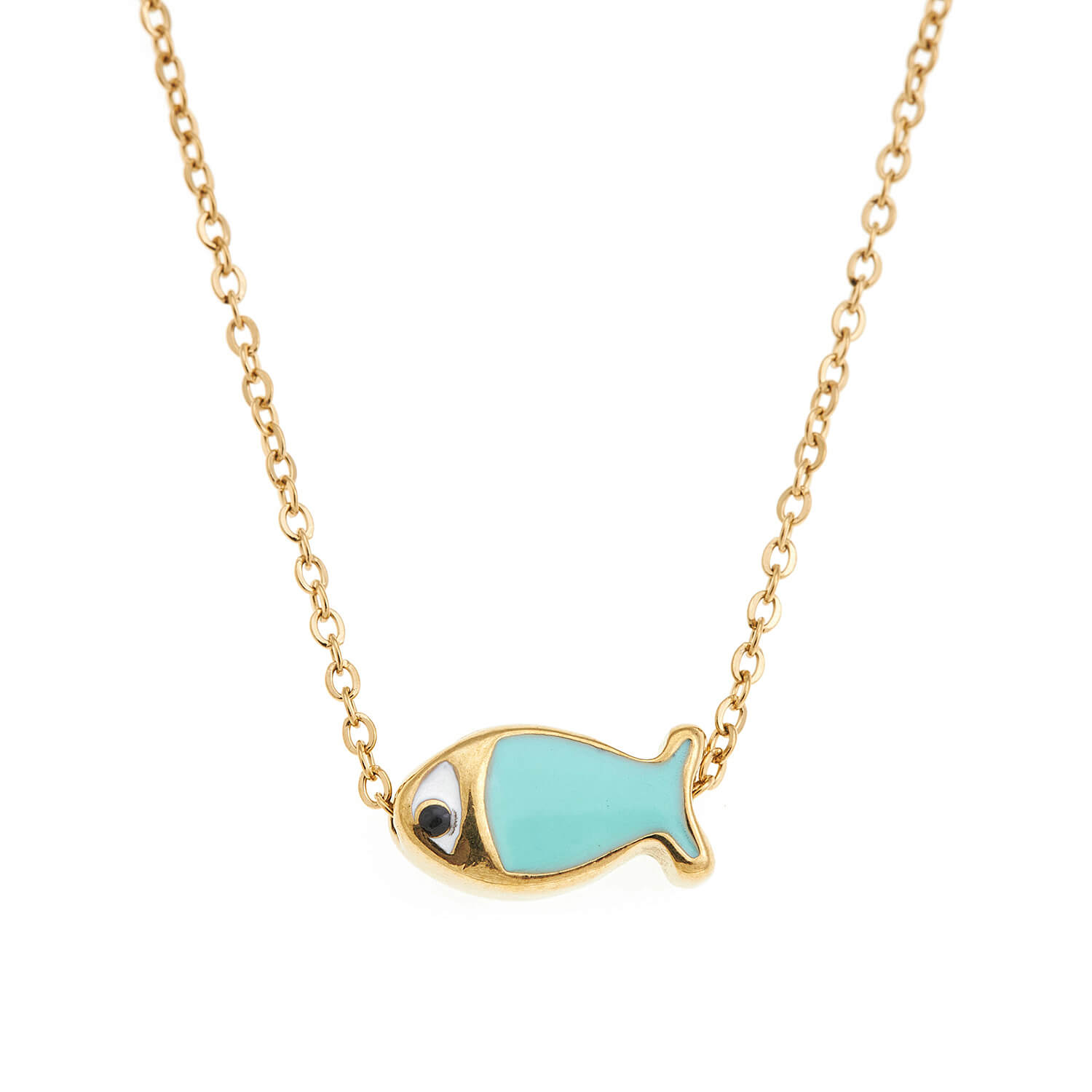 Sequoia Παιδικό Υποαλλεργικό ατσάλινο επιχρυσωμένο Κολιέ με μοτίφ από σμάλτο ψαράκι λιλά