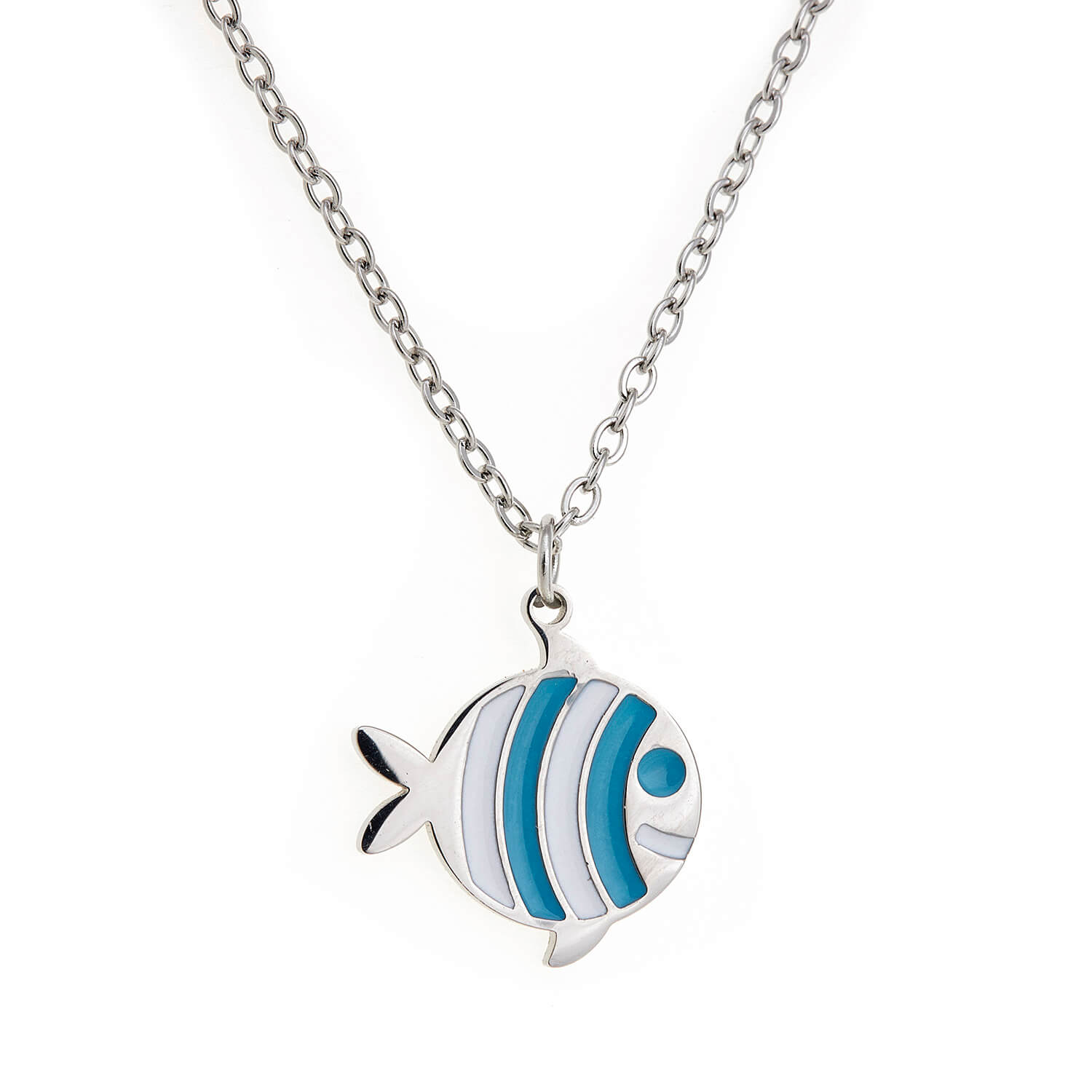 Sequoia Παιδικό Υποαλλεργικό ατσάλινο Κολιέ με μοτίφ από σμάλτο ψαράκι μπλε