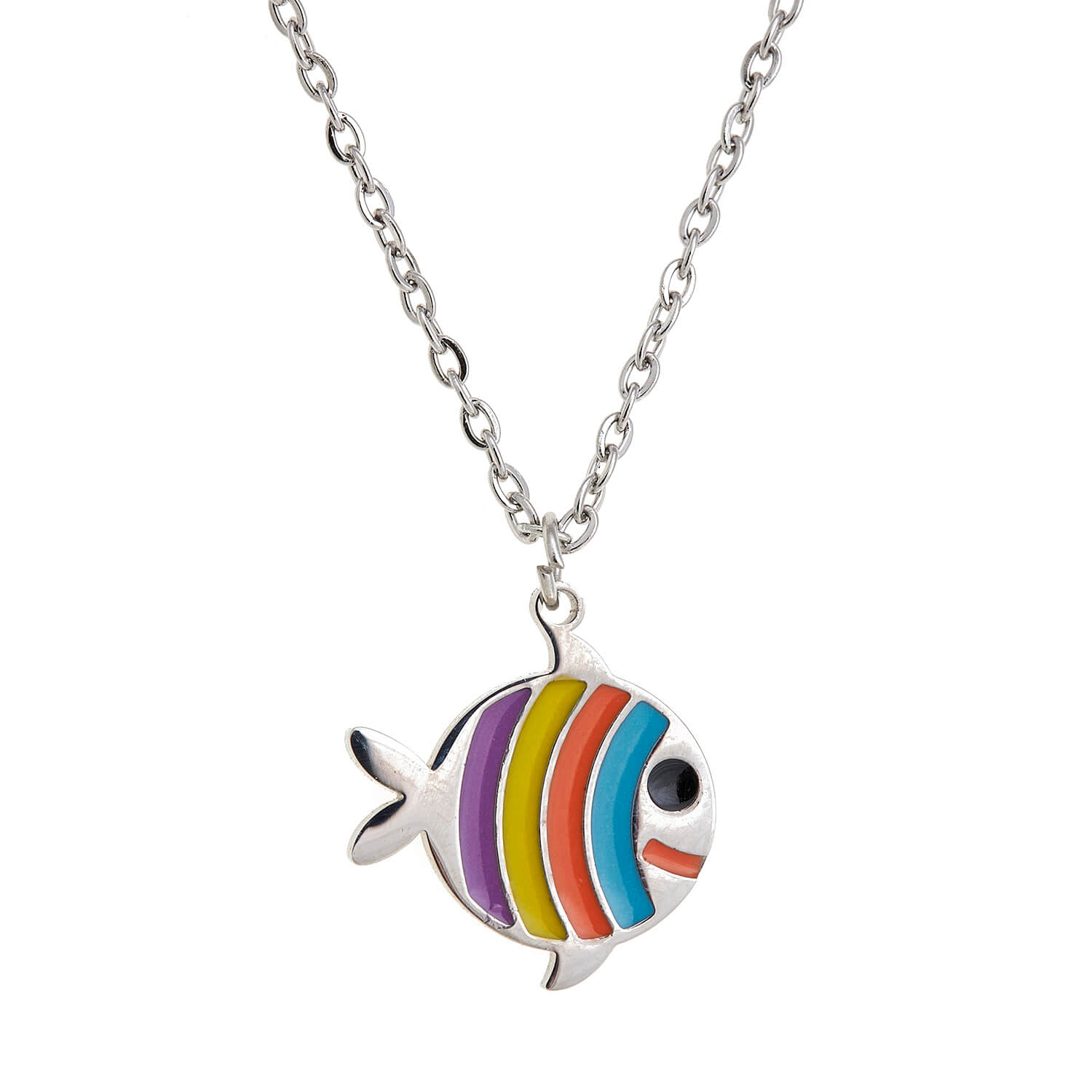 Sequoia Παιδικό Υποαλλεργικό ατσάλινο Κολιέ με μοτίφ από σμάλτο ψαράκι πολύχρωμο
