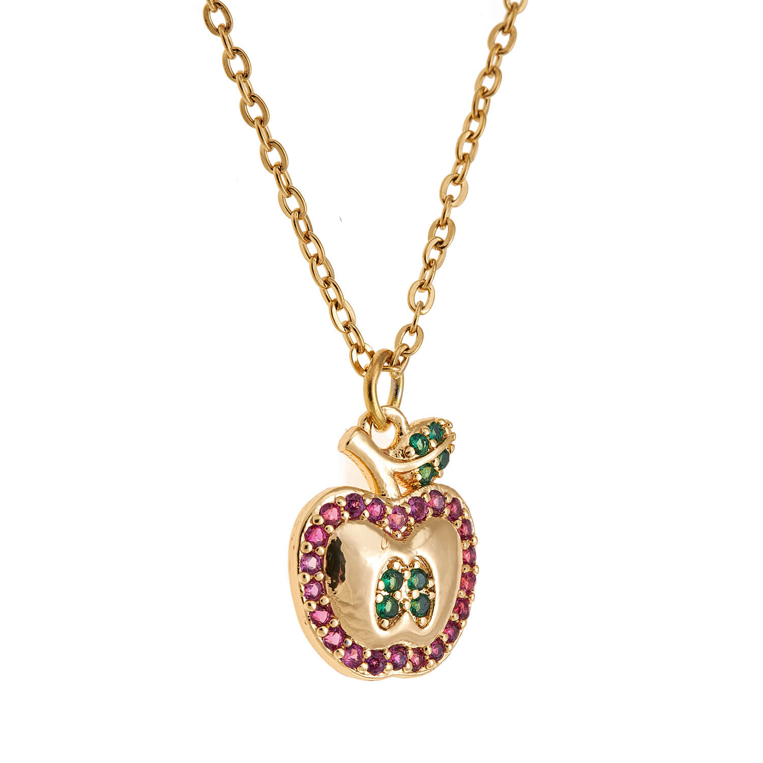 Sequoia Παιδικό Υποαλλεργικό ατσάλινο επιχρυσωμένο Κολιέ με μοτίφ μήλο με πέτρες Sequoia Παιδικό Υποαλλεργικό ατσάλινο επιχρυσωμένο Κολιέ με μοτίφ μήλο με πέτρες