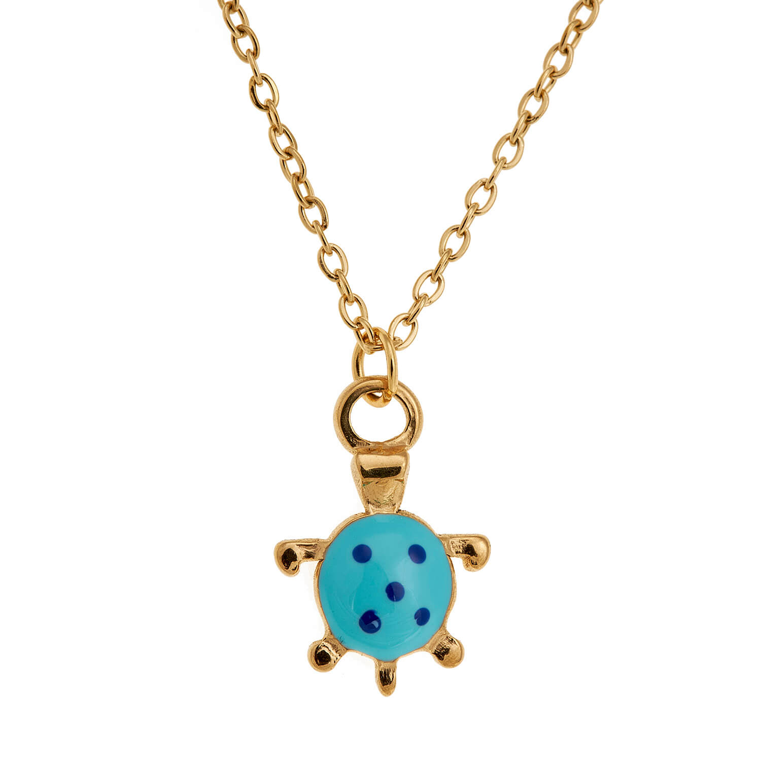 Sequoia Παιδικό Υποαλλεργικό ατσάλινο επιχρυσωμένο Κολιέ με μοτίφ χελωνάκι μπλε