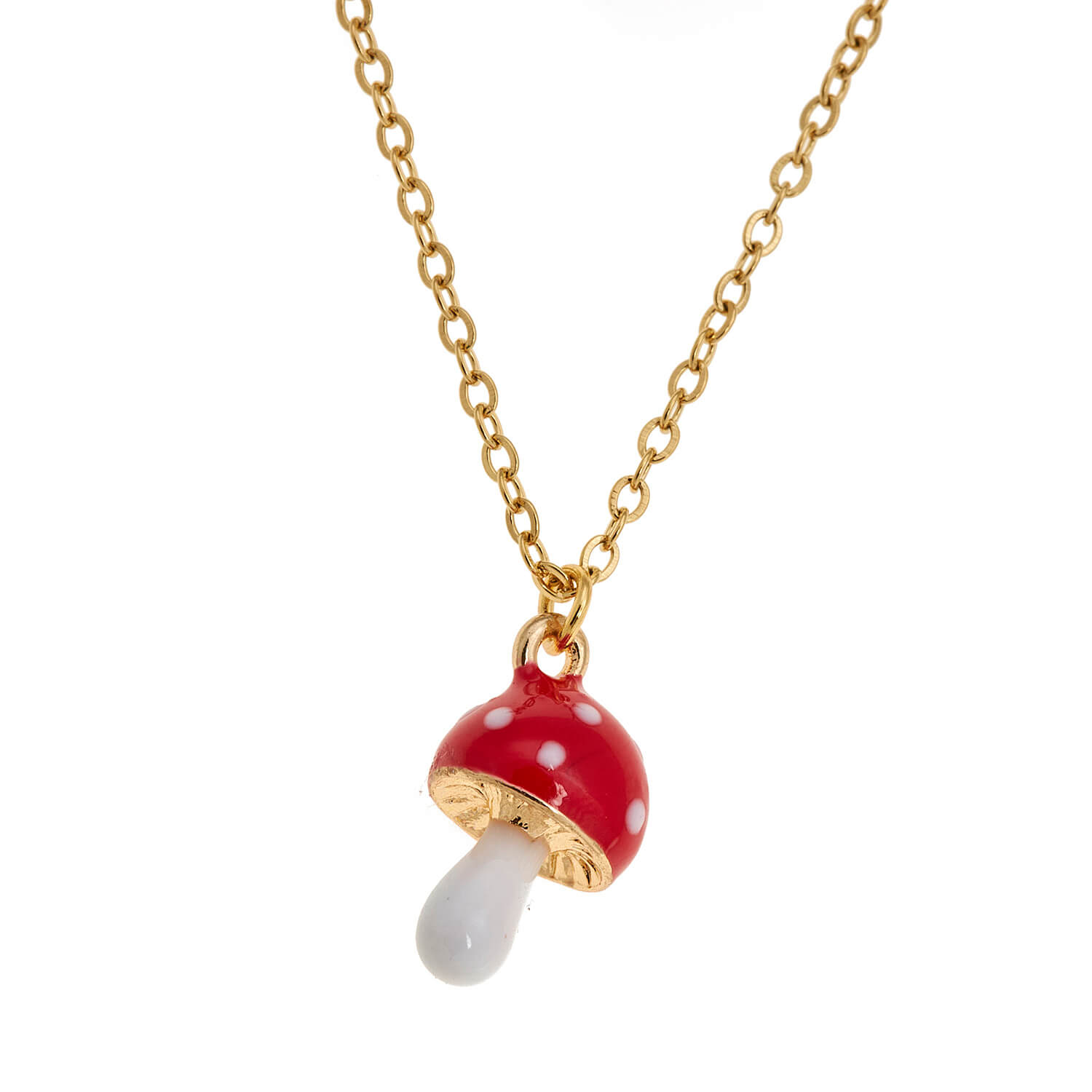 Sequoia Παιδικό Υποαλλεργικό ατσάλινο επιχρυσωμένο Κολιέ με μοτίφ μανιτάρι κόκκινο