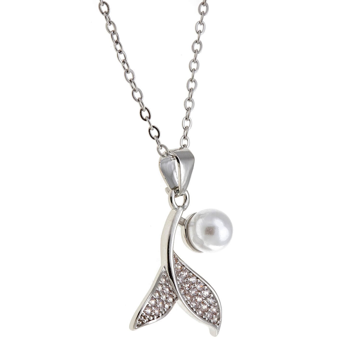 Sequoia Παιδικό Υποαλλεργικό ατσάλινο Κολιέ με μοτίφ ουρά γοργόνας με στρας & πέρλα