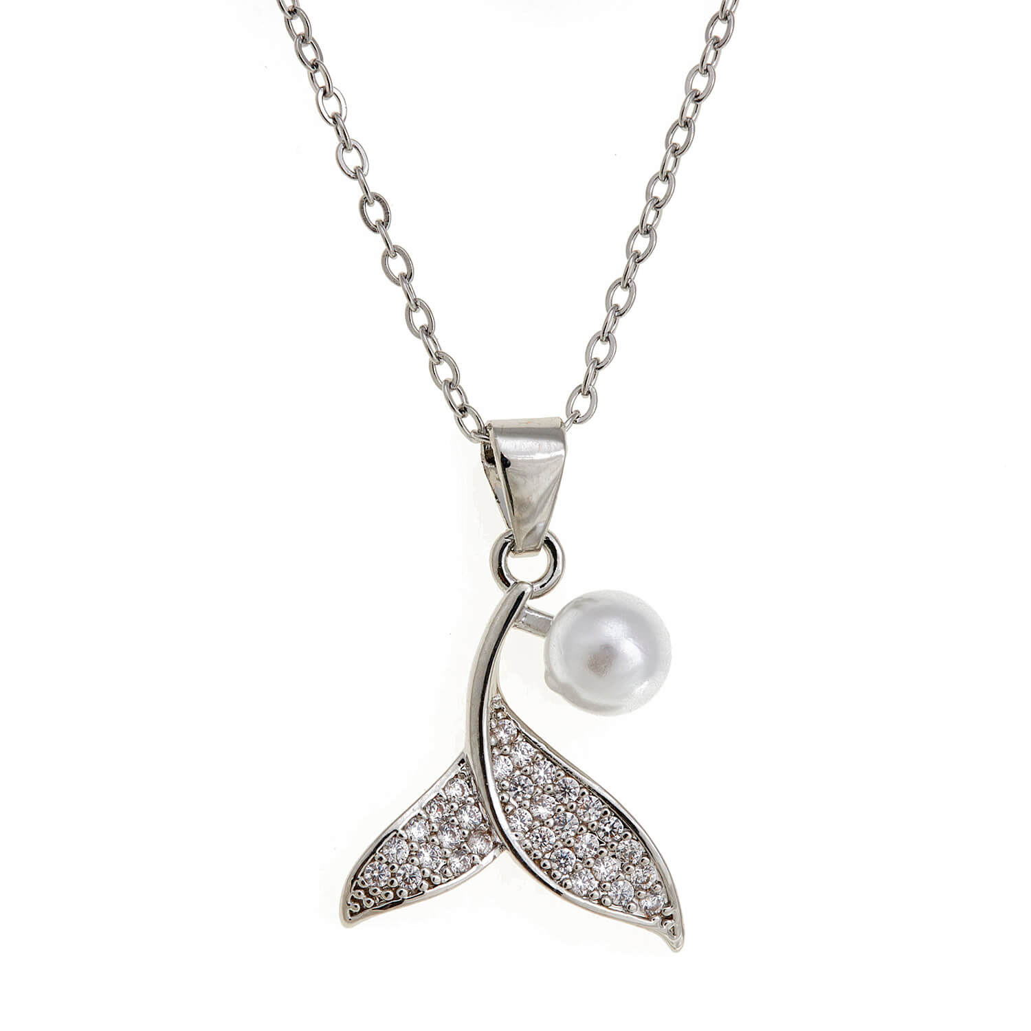 Sequoia Παιδικό Υποαλλεργικό ατσάλινο επιχρυσωμένο Κολιέ με μοτίφ ουρά γοργόνας με στρας & πέρλα