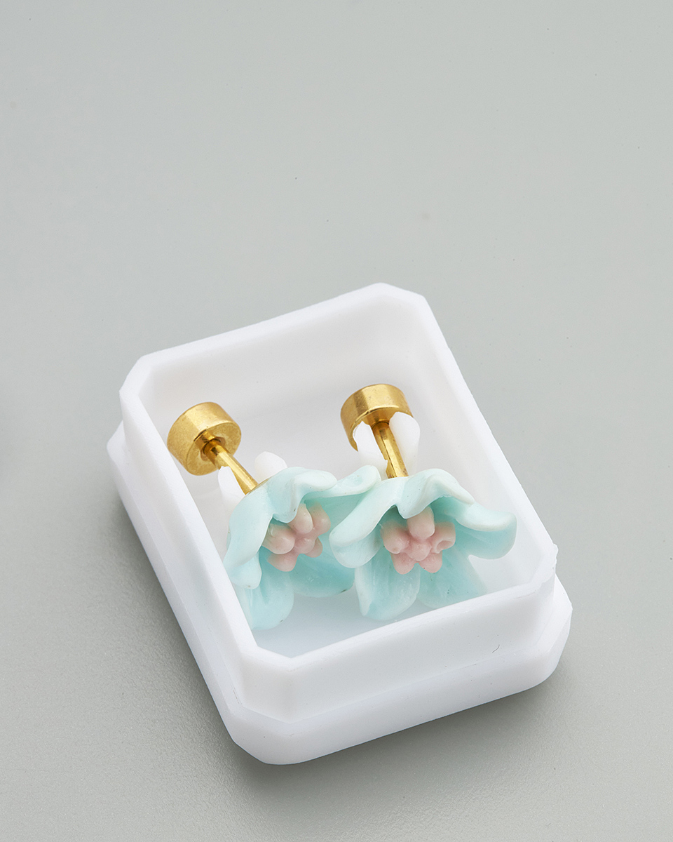 Sequoia Παιδικό Υποαλλεργικό Επιχρυσωμένο Ατσάλινο Σκουλαρίκι Ανεμόνες Γαλάζιο