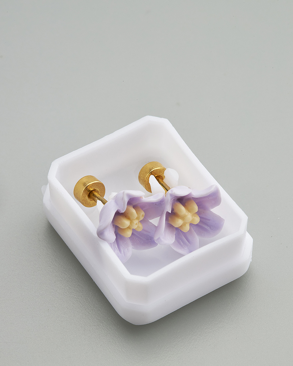 Sequoia Παιδικό Υποαλλεργικό Επιχρυσωμένο Ατσάλινο Σκουλαρίκι Ανεμόνες Λιλά