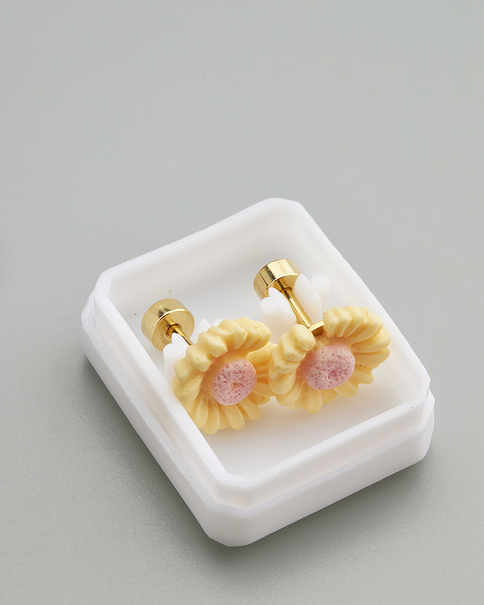 Sequoia Παιδικό Υποαλλεργικό Επιχρυσωμένο Ατσάλινο Σκουλαρίκι Ζέρμπερα Κίτρινο