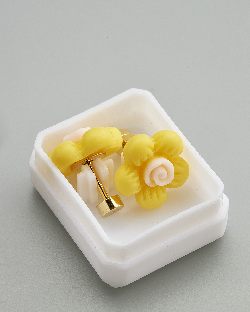 Sequoia Παιδικό Υποαλλεργικό Επιχρυσωμένο Ατσάλινο Σκουλαρίκι Λουλούδι Κίτρινο