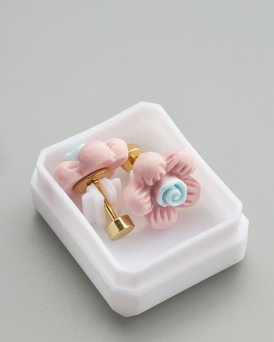 Sequoia Παιδικό Υποαλλεργικό Επιχρυσωμένο Ατσάλινο Σκουλαρίκι ροζ