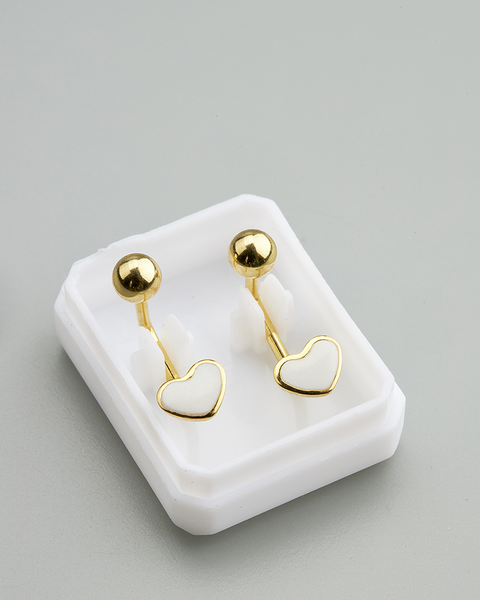 Sequoia Παιδικό Υποαλλεργικό Επιχρυσωμένο Ατσάλινο Σκουλαρίκι ear cuff Καρδιά Άσπρο