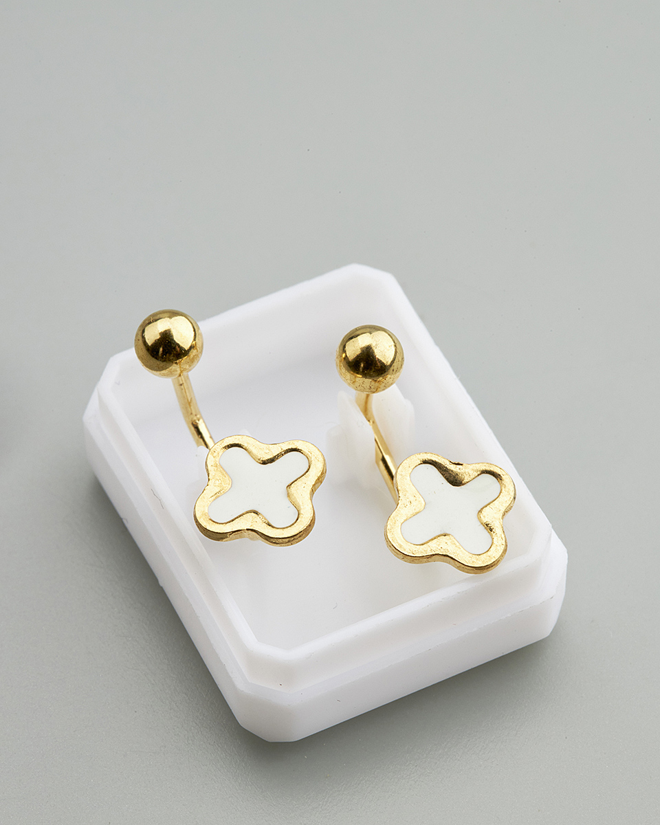 Sequoia Παιδικό Υποαλλεργικό Επιχρυσωμένο Ατσάλινο Σκουλαρίκι ear cuff Σταυρός άσπρο