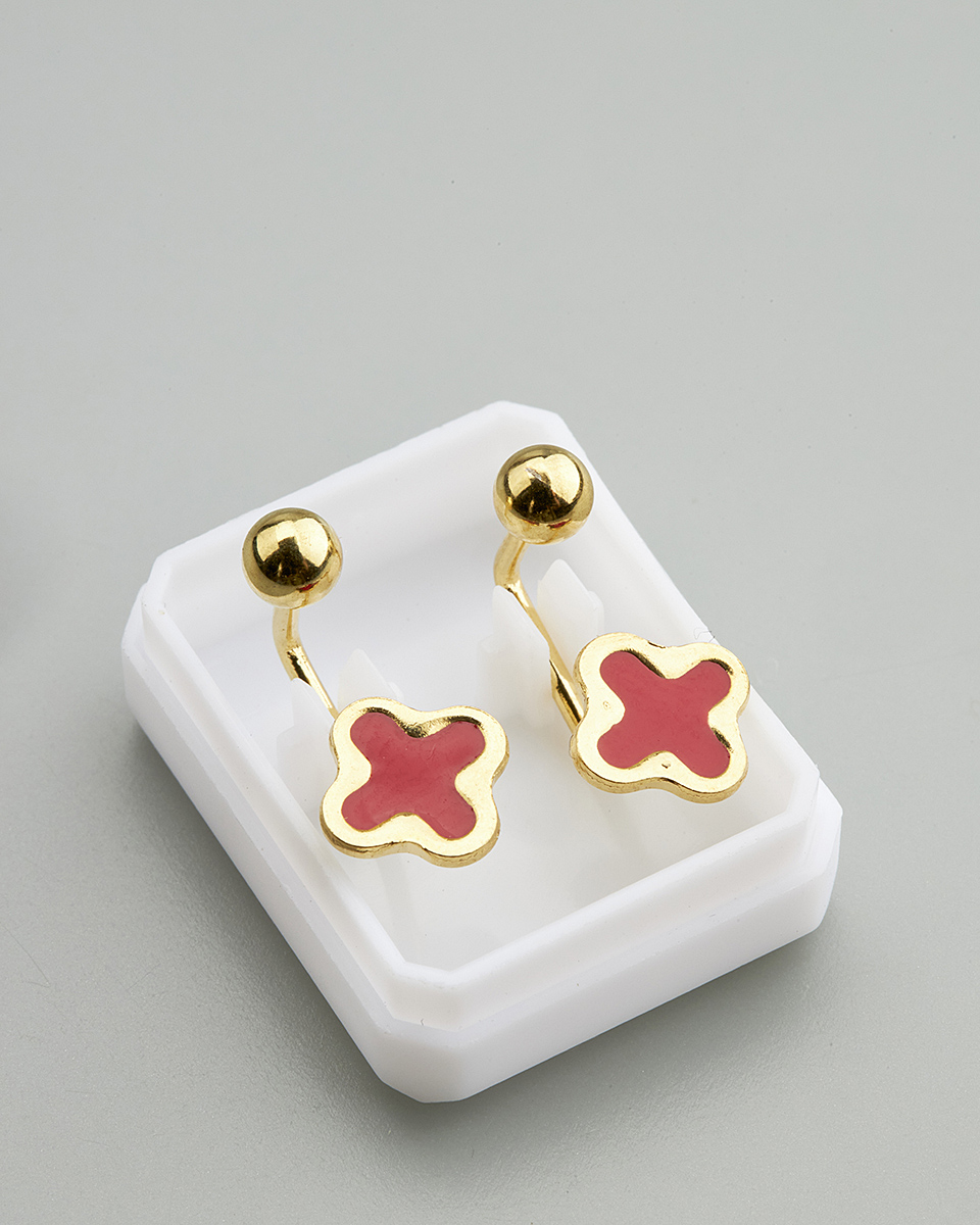 Sequoia Παιδικό Υποαλλεργικό Επιχρυσωμένο Ατσάλινο Σκουλαρίκι ear cuff Σταυρός κόκκινος