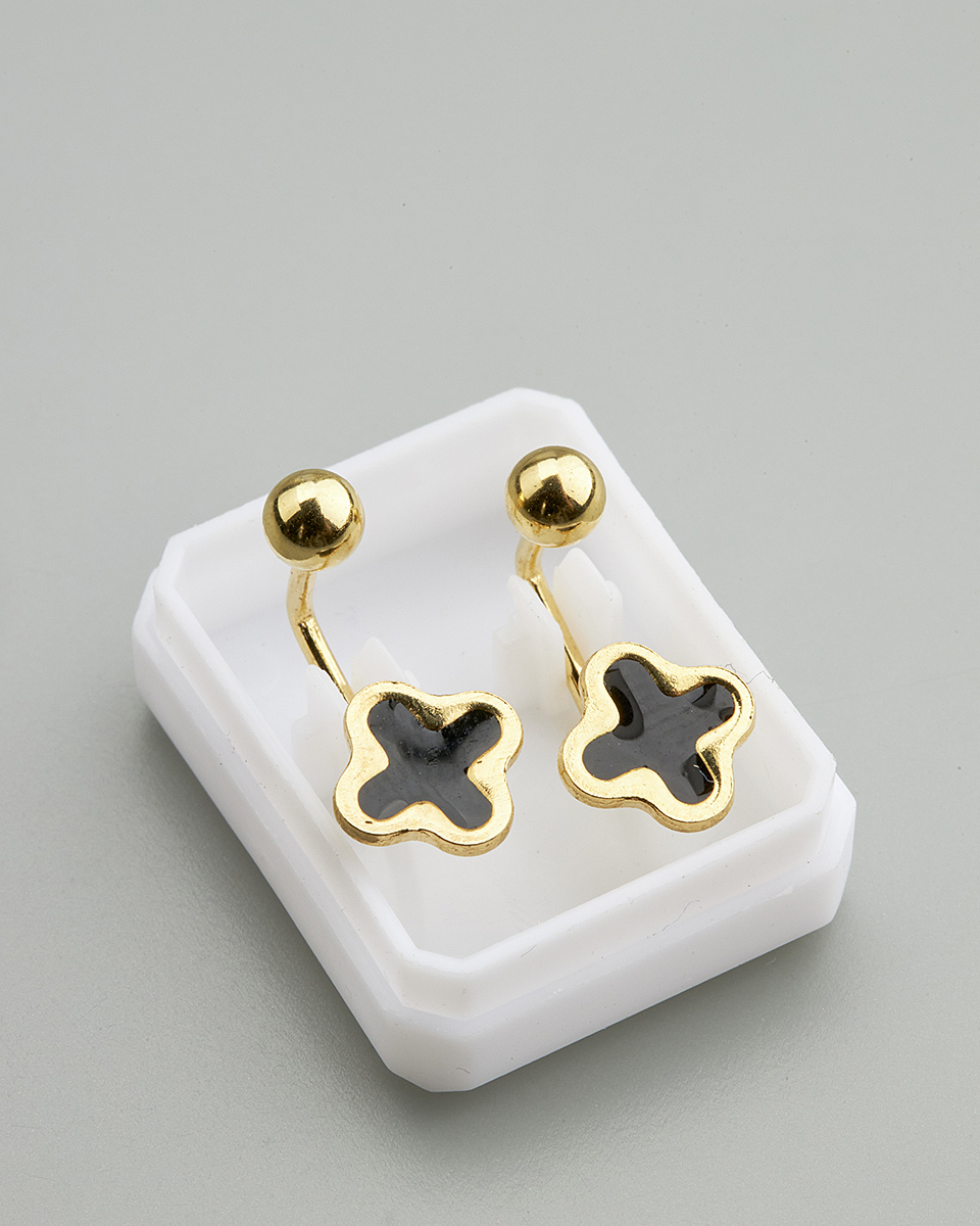 Sequoia Παιδικό Υποαλλεργικό Επιχρυσωμένο Ατσάλινο Σκουλαρίκι ear cuff Σταυρός Μαύρο