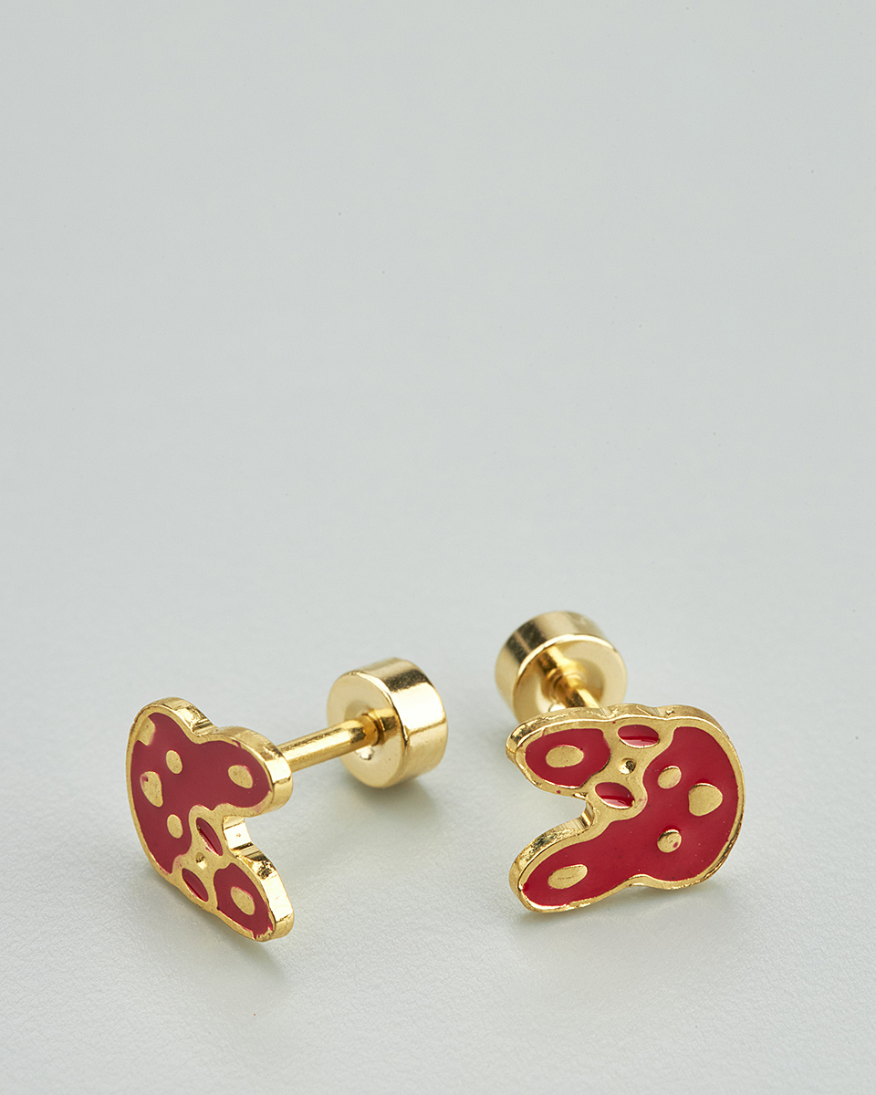 Sequoia Παιδικό Υποαλλεργικό Επιχρυσωμένο Ατσάλινο Σκουλαρίκι Λαγουδάκι κόκκινο