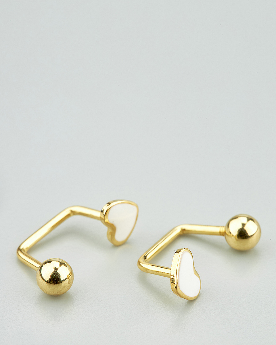 Sequoia Παιδικό Υποαλλεργικό Επιχρυσωμένο Ατσάλινο Σκουλαρίκι ear cuff Καρδιά Άσπρο