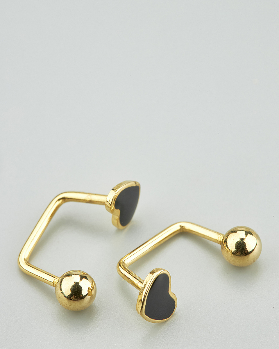 Sequoia Παιδικό Υποαλλεργικό Επιχρυσωμένο Ατσάλινο Σκουλαρίκι ear cuff Καρδιά Μαύρο