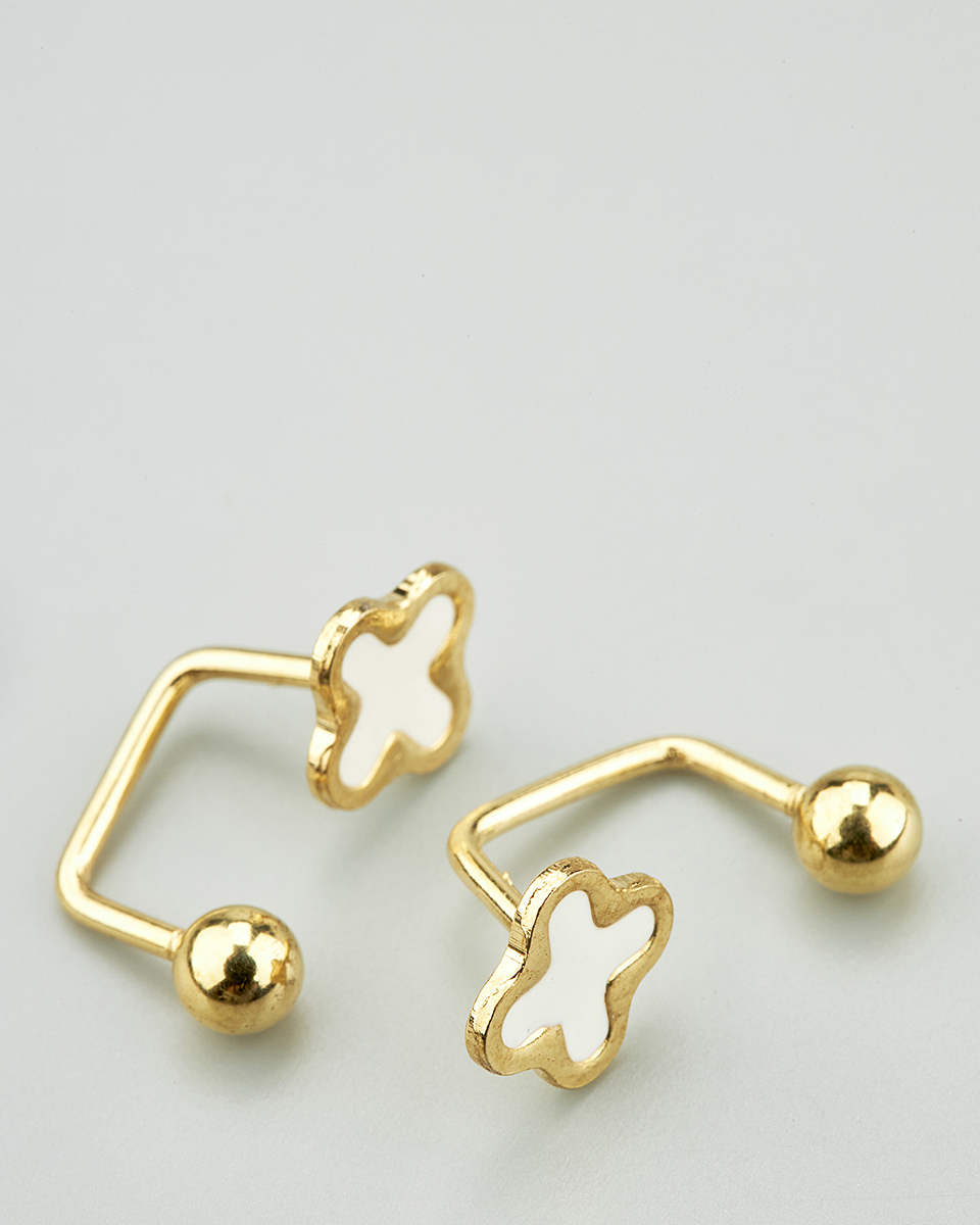 Sequoia Παιδικό Υποαλλεργικό Επιχρυσωμένο Ατσάλινο Σκουλαρίκι ear cuff Σταυρός άσπρο