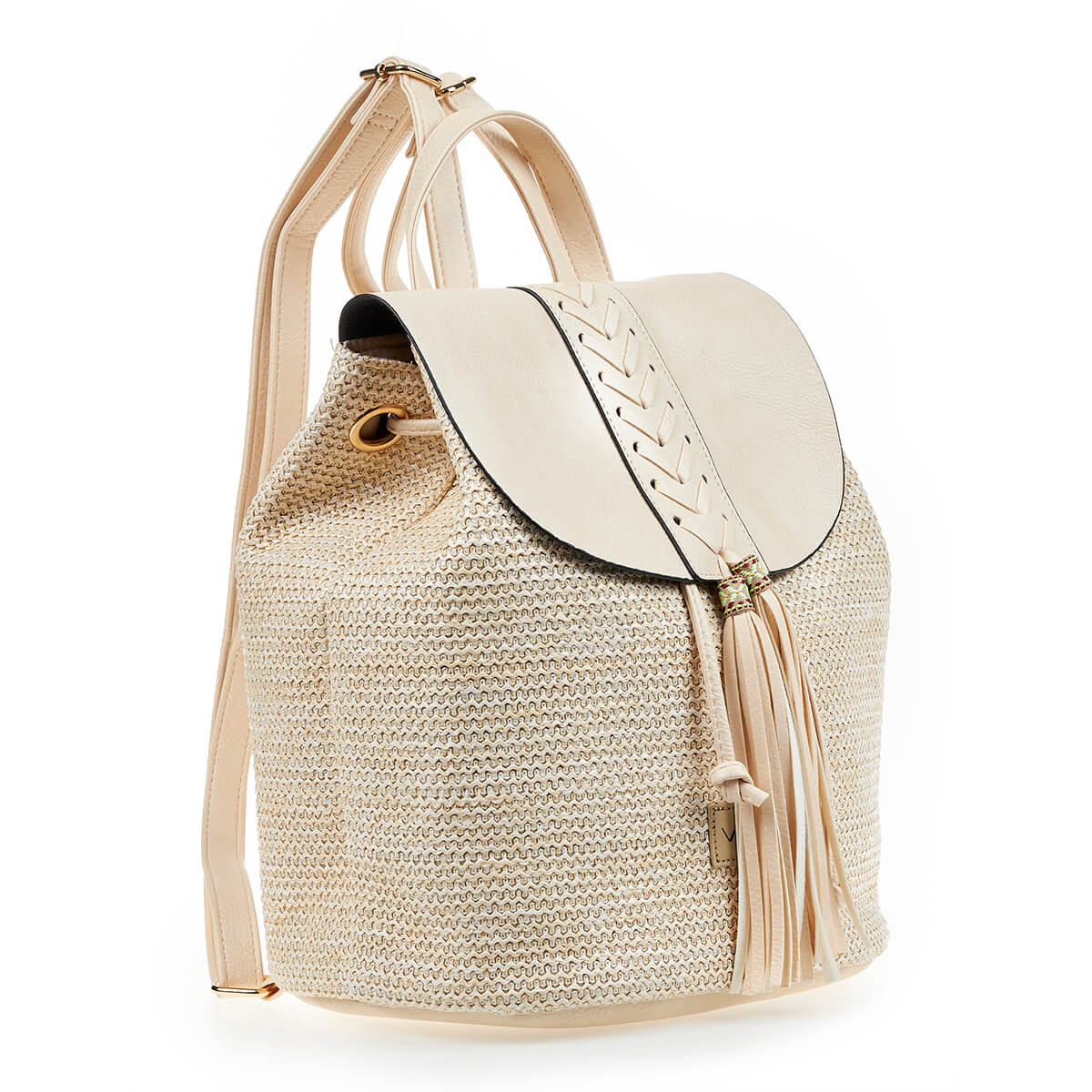 Verde Γυναικείο Ψάθινο Σακίδιο Πλάτης 48-0193 Εκρού
