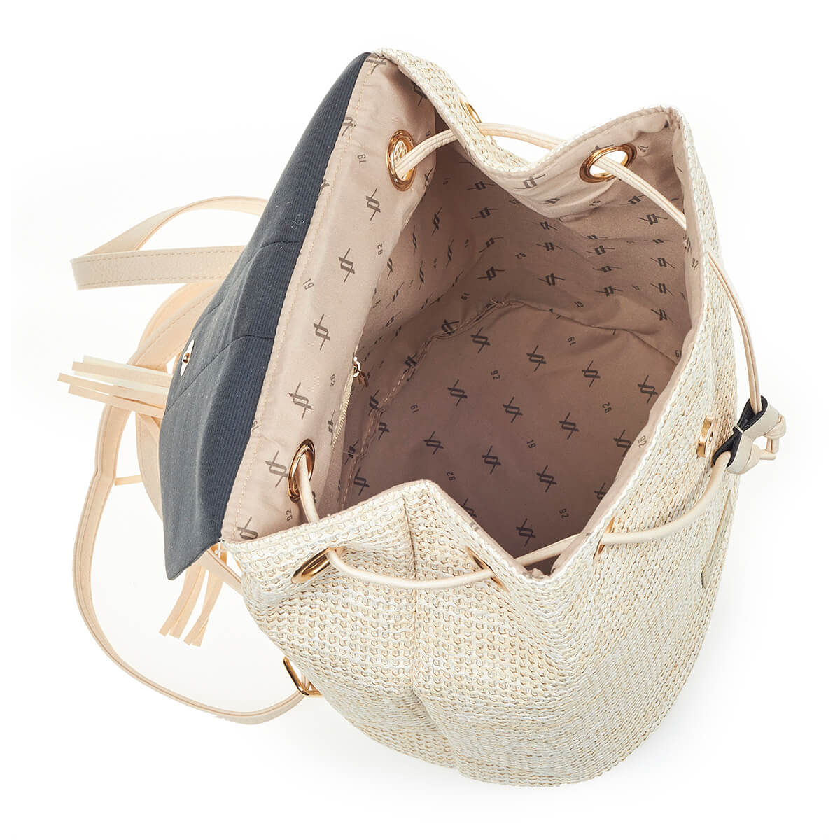 Verde Γυναικείο Ψάθινο Σακίδιο Πλάτης 48-0193 Εκρού