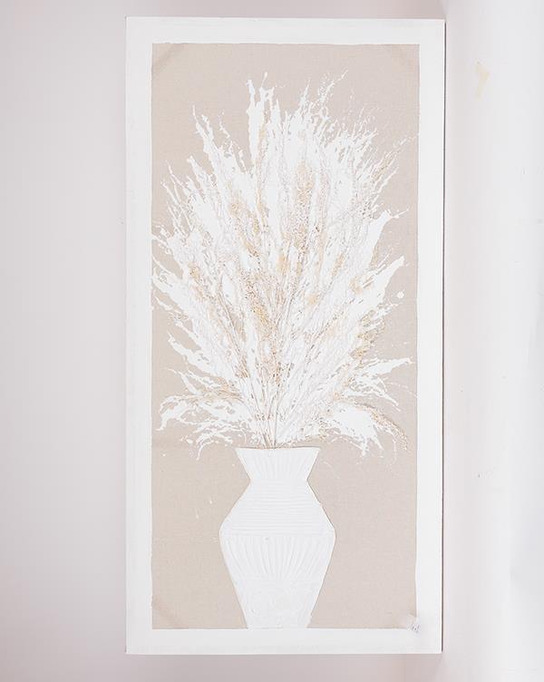 ΠΙΝΑΚΑΣ ΚΑΜΒΑΣ ΒΑΖΟ ΜΕ ΣΤΑΧΥΑ ΜΠΕΖ – ΛΕΥΚΟΣ 62×4.5x122cm