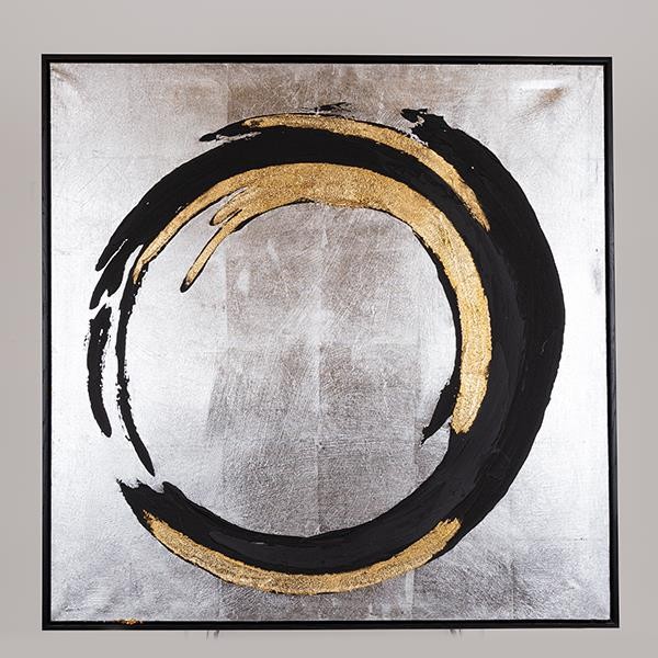 ΠΙΝΑΚΑΣ ΚΑΜΒΑΣ ΚΥΚΛΟΣ ΜΑΥΡΟΣ – ΧΡΥΣΟΣ – ΑΣΗΜΙ 80×3.5x80cm