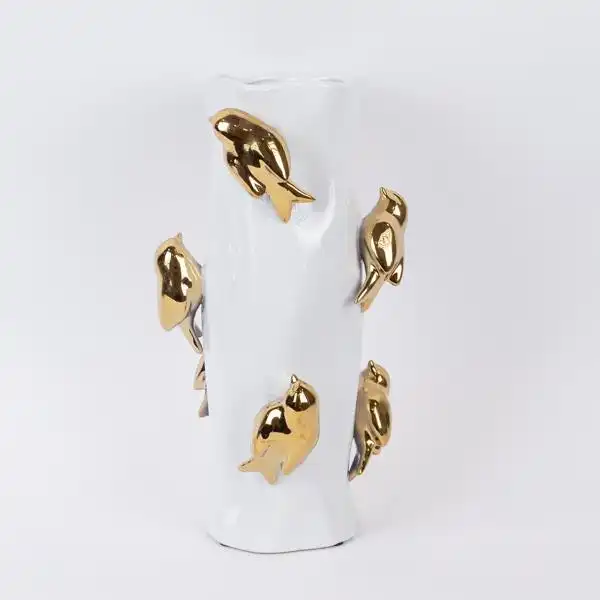 ΒΑΖΟ ΚΕΡΑΜΙΚΟ ΛΕΥΚΟ – ΧΡΥΣΟ 19.5×19.5×38.5cm ΒΑΖΟ ΚΕΡΑΜΙΚΟ ΛΕΥΚΟ – ΧΡΥΣΟ 19.5×19.5×38.5cm