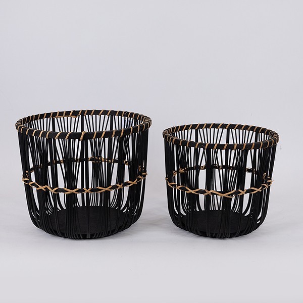 S/2 ΚΑΛΑΘΙΑ ΨΑΘΙΝΑ ΜΑΥΡΑ 32x32x28cm/ 27x27x25cm