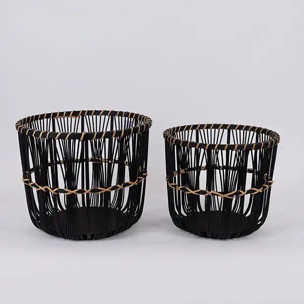 S/2 ΚΑΛΑΘΙΑ ΨΑΘΙΝΑ ΜΑΥΡΑ 32x32x28cm/ 27x27x25cm S/2 ΚΑΛΑΘΙΑ ΨΑΘΙΝΑ ΜΑΥΡΑ 32x32x28cm/ 27x27x25cm