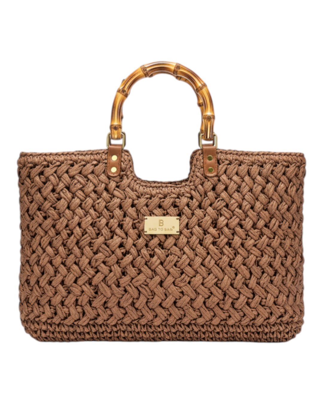 Ψάθινη τσάντα ώμου XY-2632 – Καφέ