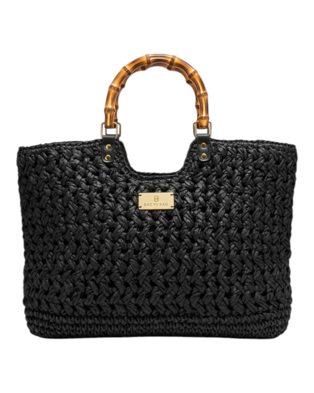 Ψάθινη τσάντα ώμου XY-2632 – Μαύρο