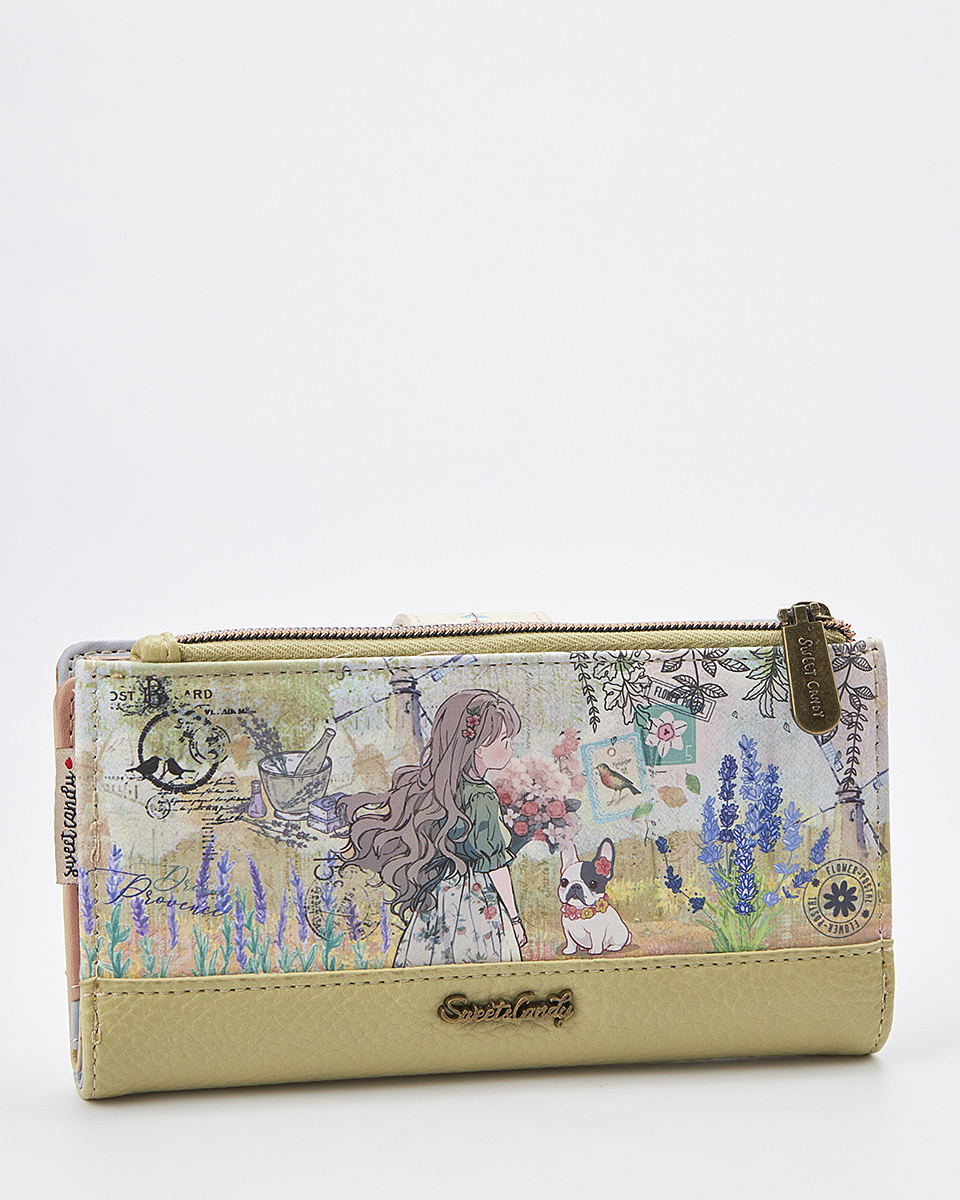 Sweet Candy Γυναικείο Πορτοφόλι με Μοτίβο Λεβάντα & Πλήρη Εσωτερική Οργάνωση – Lavender Walk