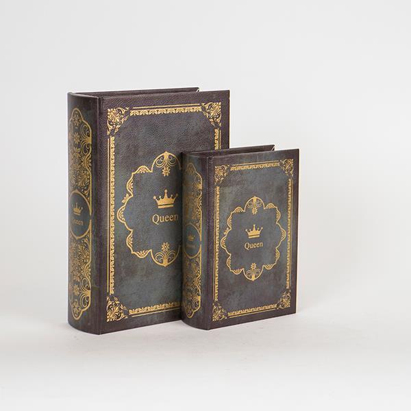 S/2 ΚΟΥΤΙΑ ΒΙΒΛΙΑ ΞΥΛΙΝΑ ΚΑΦΕ 27x19x7cm / 20×14.5×5.2cm