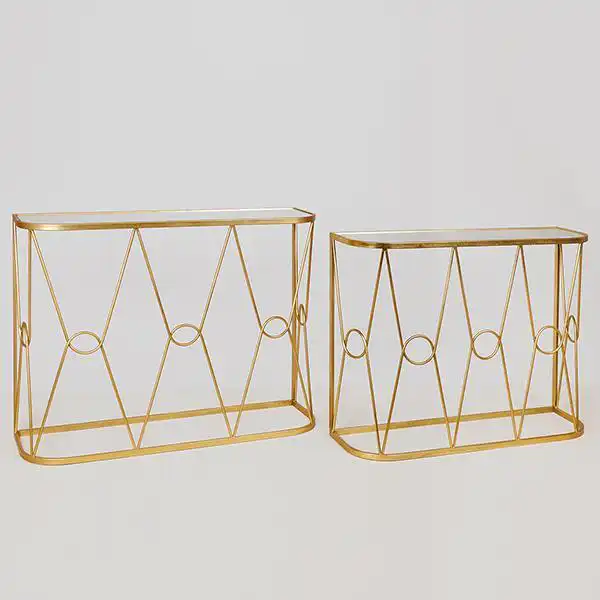 S/2 ΚΟΝΣΟΛΑ ΜΕΤΑΛΛΙΚΗ ΧΡΥΣΗ ΜΕ ΕΠΙΦΑΝΕΙΑ ΚΑΘΡΕΠΤΗ 100x30x75cm / 90×26.5x70cm S/2 ΚΟΝΣΟΛΑ ΜΕΤΑΛΛΙΚΗ ΧΡΥΣΗ ΜΕ ΕΠΙΦΑΝΕΙΑ ΚΑΘΡΕΠΤΗ 100x30x75cm / 90×26.5x70cm