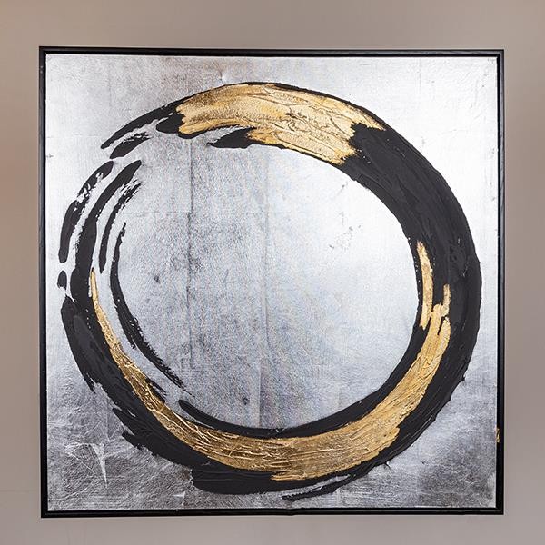 ΠΙΝΑΚΑΣ ΚΑΜΒΑΣ ΚΥΚΛΟΣ ΜΑΥΡΟΣ – ΧΡΥΣΟΣ – ΑΣΗΜΙ 80×3.5x80cm