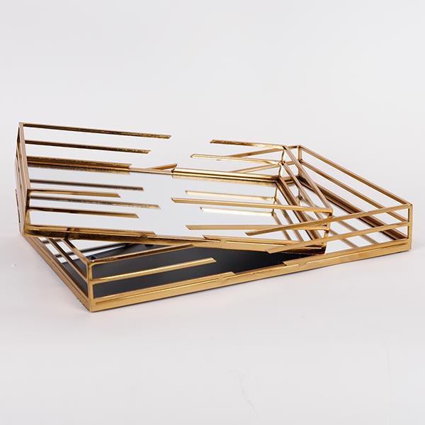 S/2 ΔΙΣΚΟΣ ΜΕΤΑΛΛΙΚΟΣ ΜΕ ΚΑΘΡΕΦΤΗ ΧΡΥΣΟΣ 35x25x5cm / 30.5×20.5x5cm